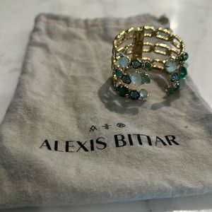 Alexis Bittar cuff bracelet. 14K Gold Plated with crystals and gems.